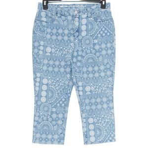 Chicos Jeans Girlfriend Slim Leg Capri Cottage Patchwork Boho Blue 0.5 Small 6